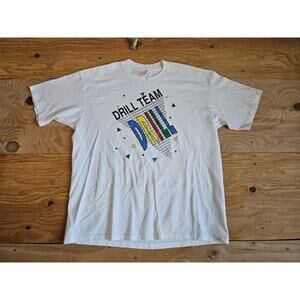 Drill Team Dance Cheerleader White T-shirt Sz L 80s/90s